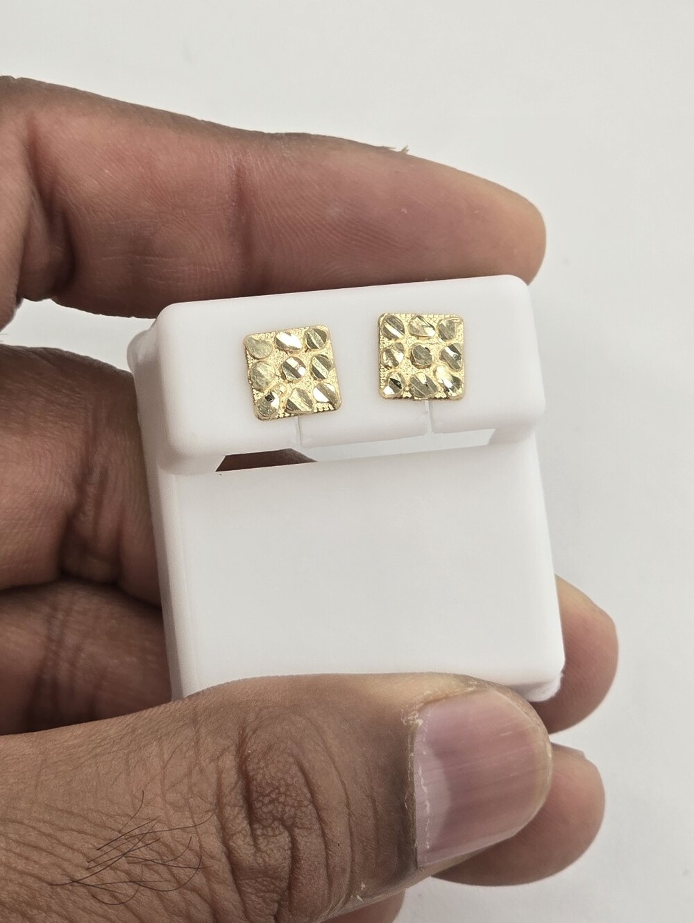 10k Real Gold Square Nugget Stud Earring